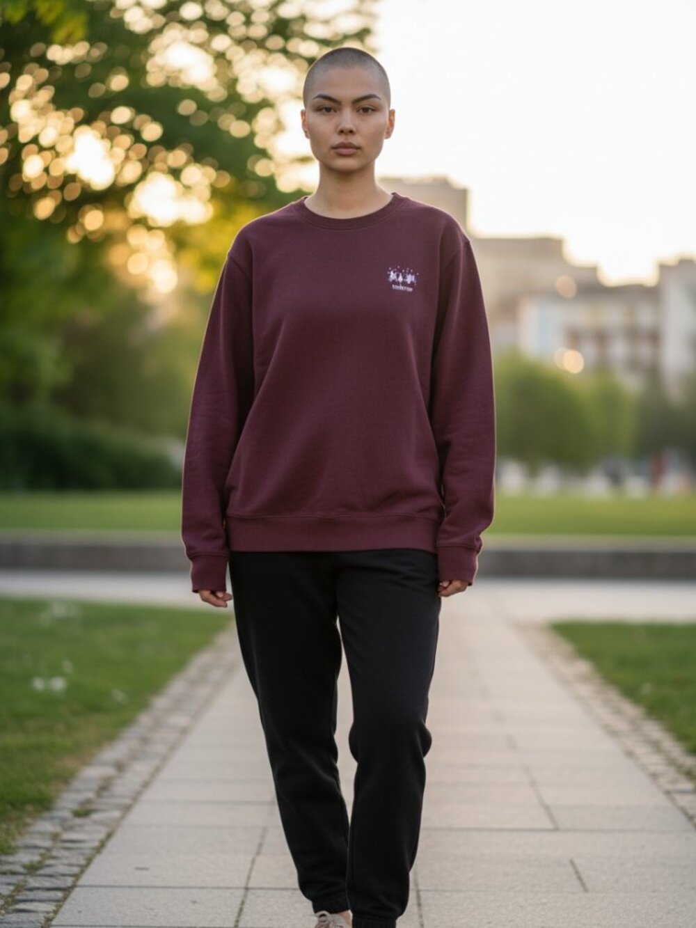 tentree Burgundy Embroidered Tree Logo Crewneck Sweatshirt - Size Small